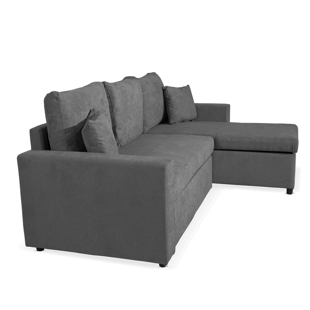 Divano con penisola reversibile funzione letto tessuto grigio scuro 225x148x91H Golf