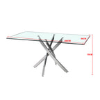 Tavolo 160×90 cm in vetro temperato con gambe incrociate nere Peyton