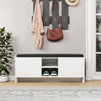 Schuhbank mit Türen und Kissen 110x40H cm weiß - Zulla
