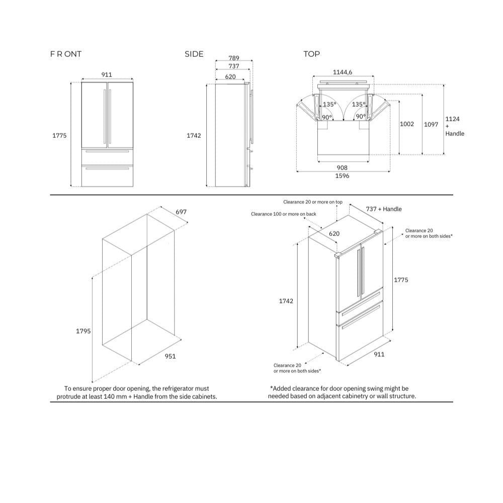 Réfrigérateur américain Bertazzoni REF904FFNXTC 636 litres acier inoxydable classe E