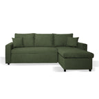 Divano con penisola reversibile funzione letto tessuto verde muschio 225x148x91H Golf