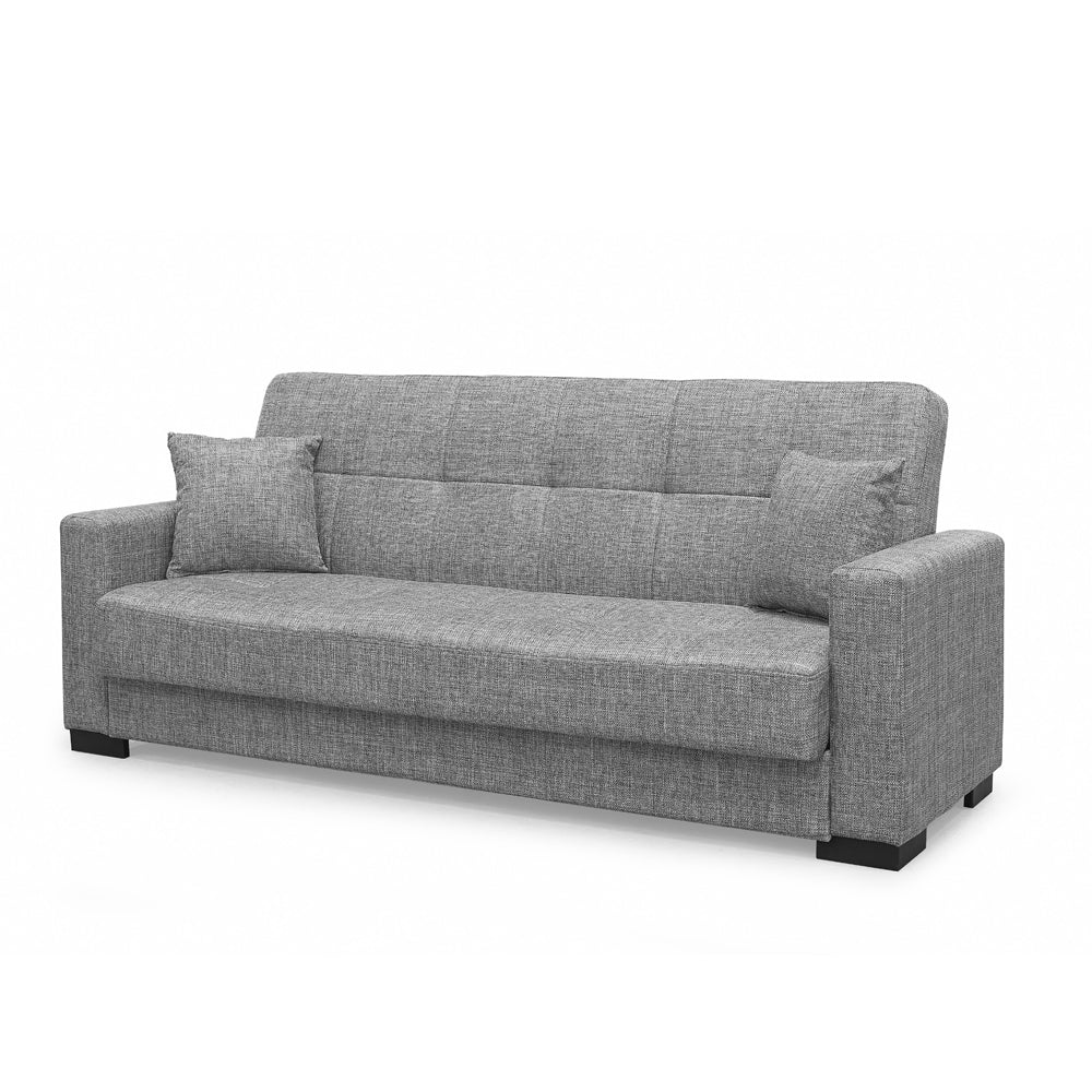 Canapé convertible 3 places coffre tissu gris 225 cm - Malpensa