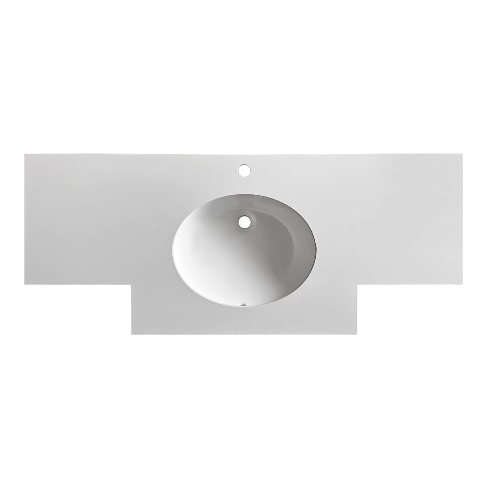 Lavabo da incasso con top in pietra sinterizzata e vasca in ceramica bianco lucido YJ12250
