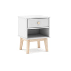 Nachttisch aus Massivholz mit Schublade, weiß, 40x35x53H cm – Reston