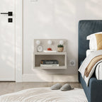 Comodino sospeso con luci LED integrate e vano a giorno colore cashemere Treo