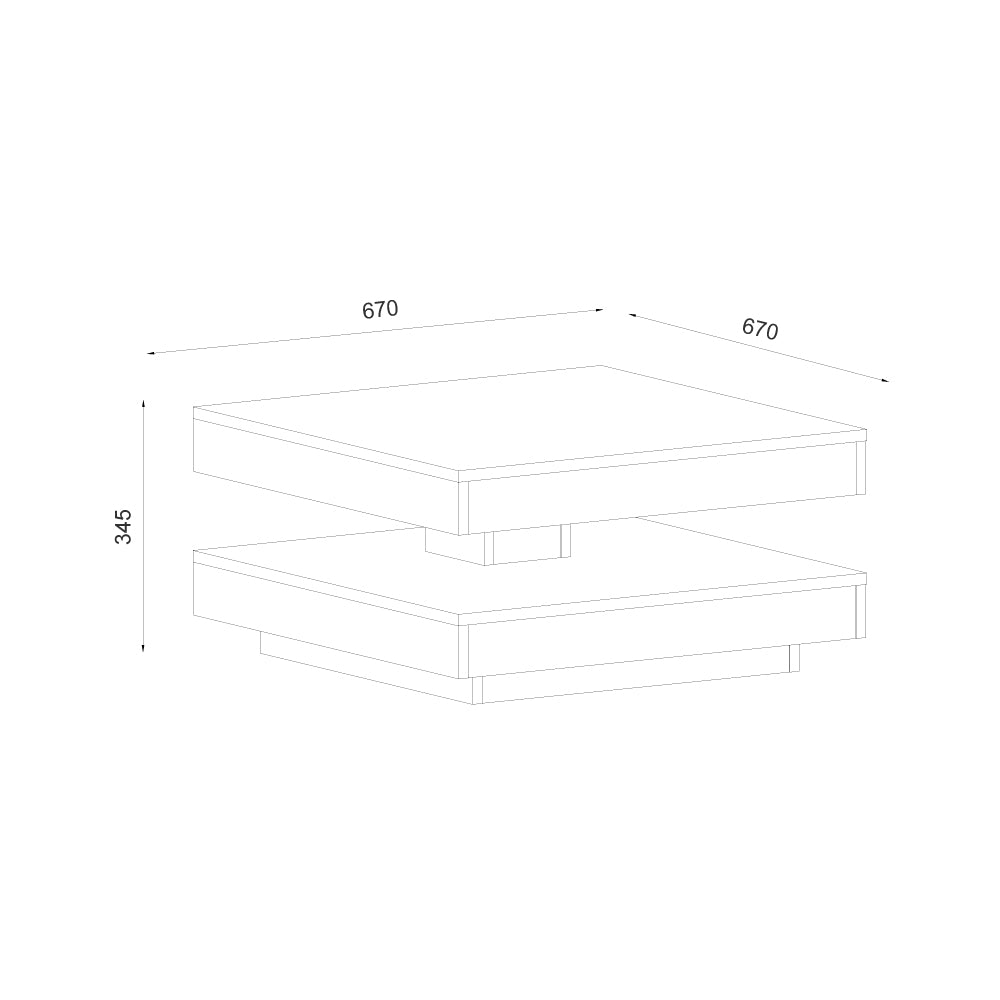 Tavolino da salotto con doppio piano quadrato girevole antracite 67x67 cm Monolith