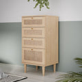 Cassettiera 4 cassetti in rovere con dettagli effetto Rattan 50.4x41.4x109H Livia