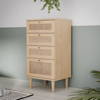 Cassettiera 4 cassetti in rovere con dettagli effetto Rattan 50.4x41.4x109H Livia