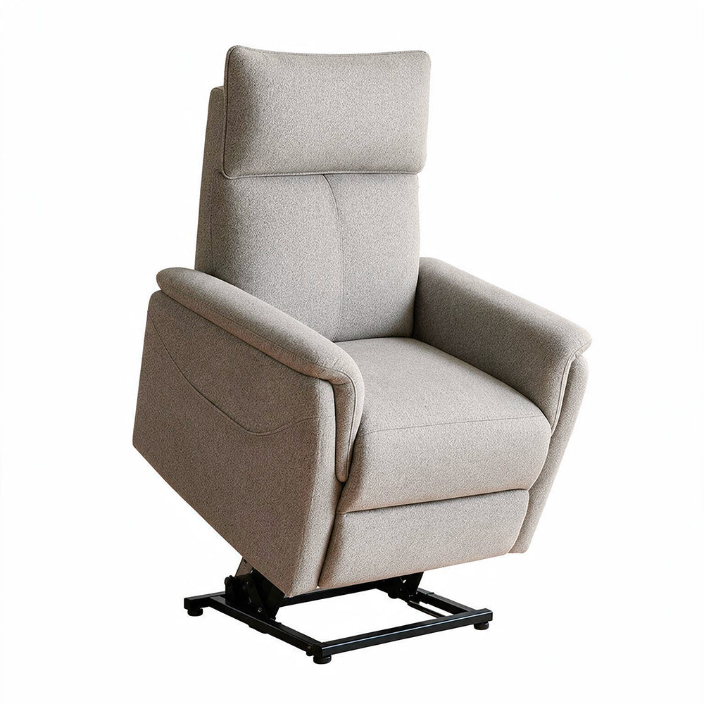 Poltrona alzapersona con recliner elettrico in tessuto beige Motion