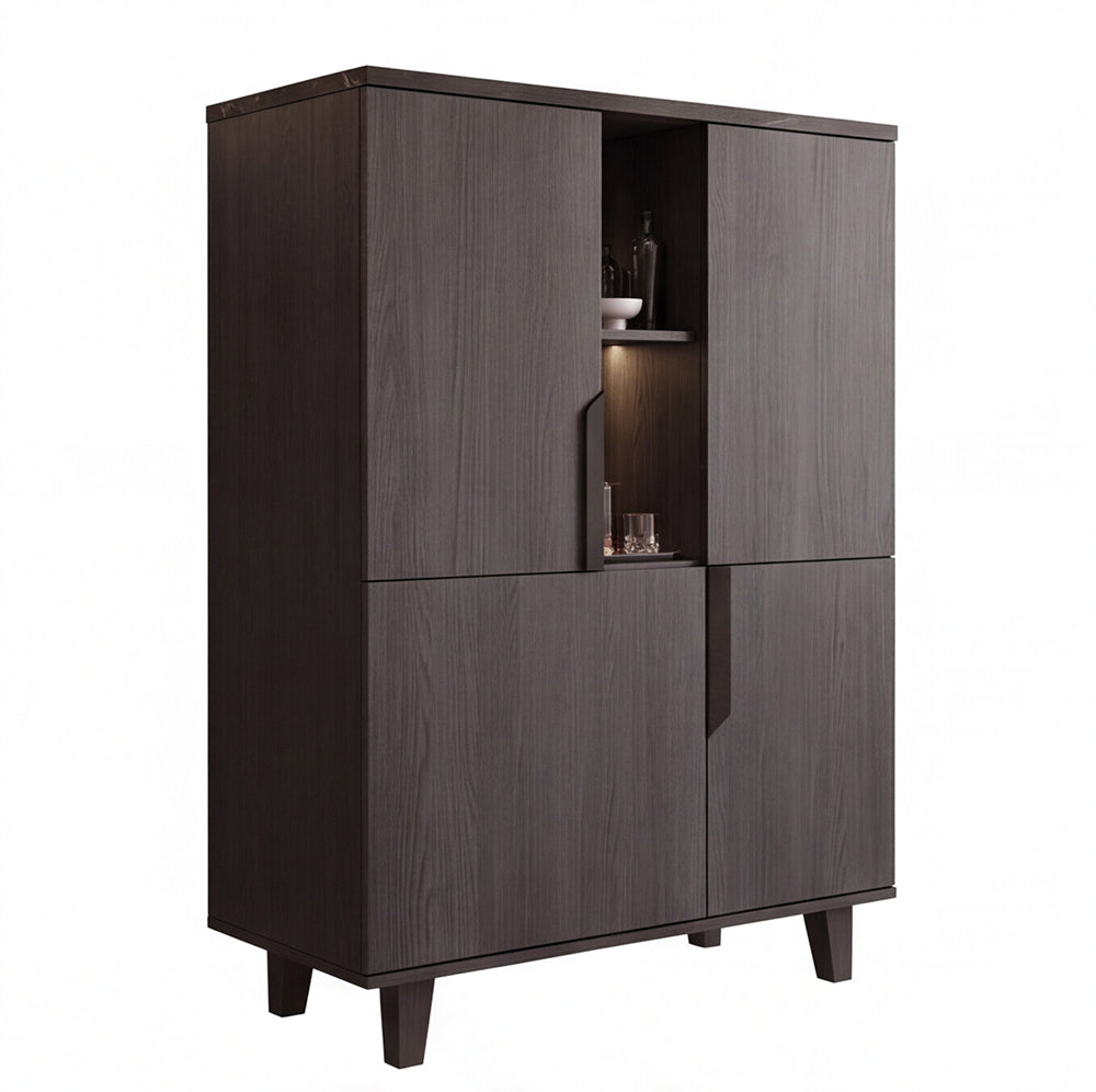Vitrine-crédence à 2 portes coloris palissandre noir 110x159h cm - Zaira