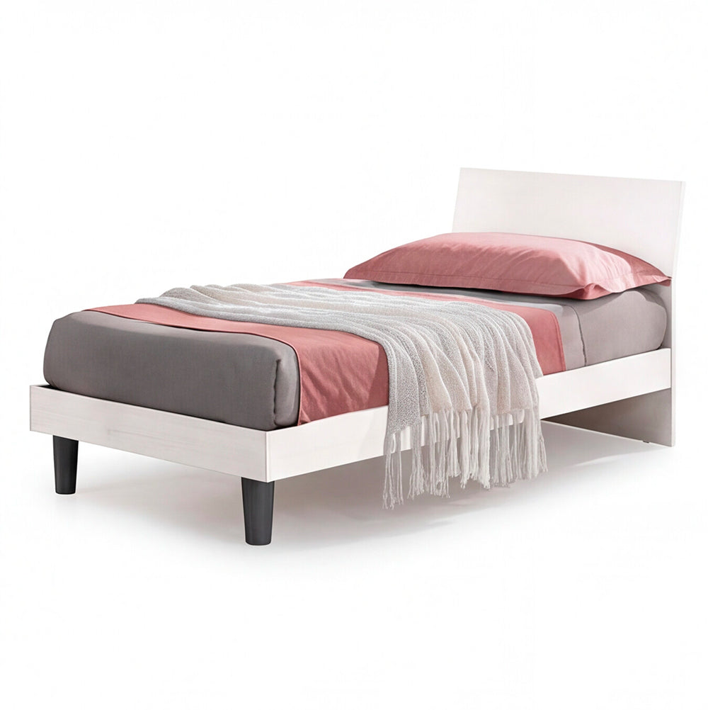 Letto singolo in legno colore bianco 100x205 cm - Manitoba