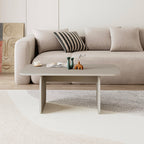 Tavolino da salotto 100x60 cm colore cashmere con gambe a pannello e bordi arrotondati Pietra