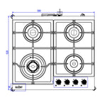 Table de cuisson à gaz en verre blanc 4 feux 60 cm - Dafne60