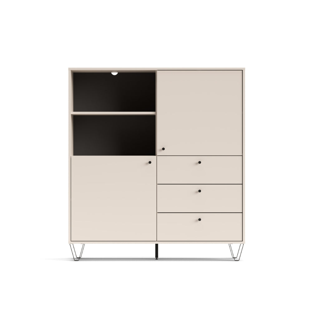 Credenza con ante cassetti e vano a giorno colore cachemire 123,6x135H cm - Aldix