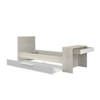Letto singolo con scrivania integrata e letto estraibile colore bianco vintage e bianco
