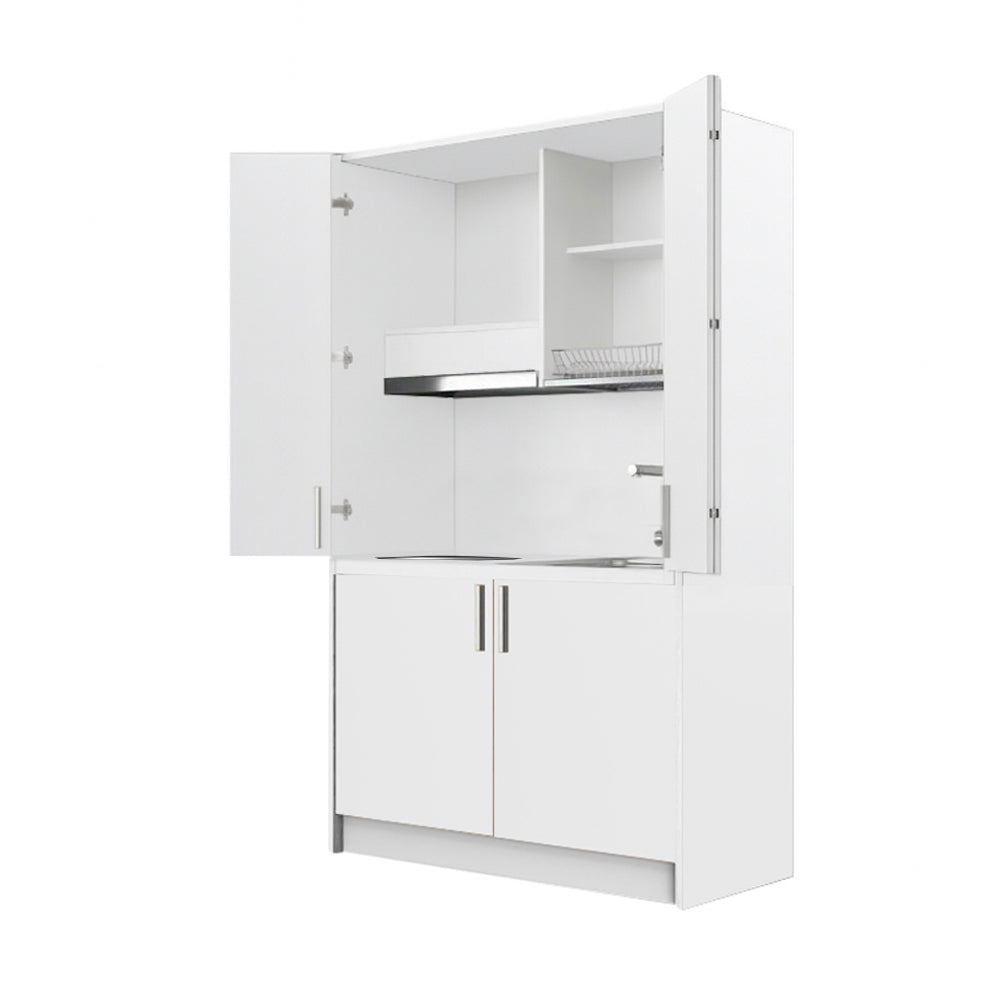 Cuisine escamotable compacte avec électroménager blanc 125x62x208H - Fold Evolution