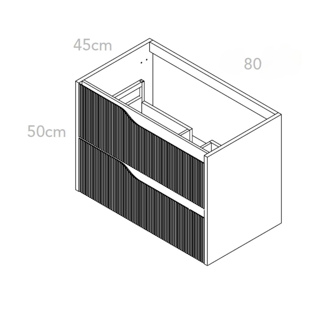 Meuble de salle de bain suspendu vert mat avec tiroirs effet cannelé 80x45x50H cm - Gaper