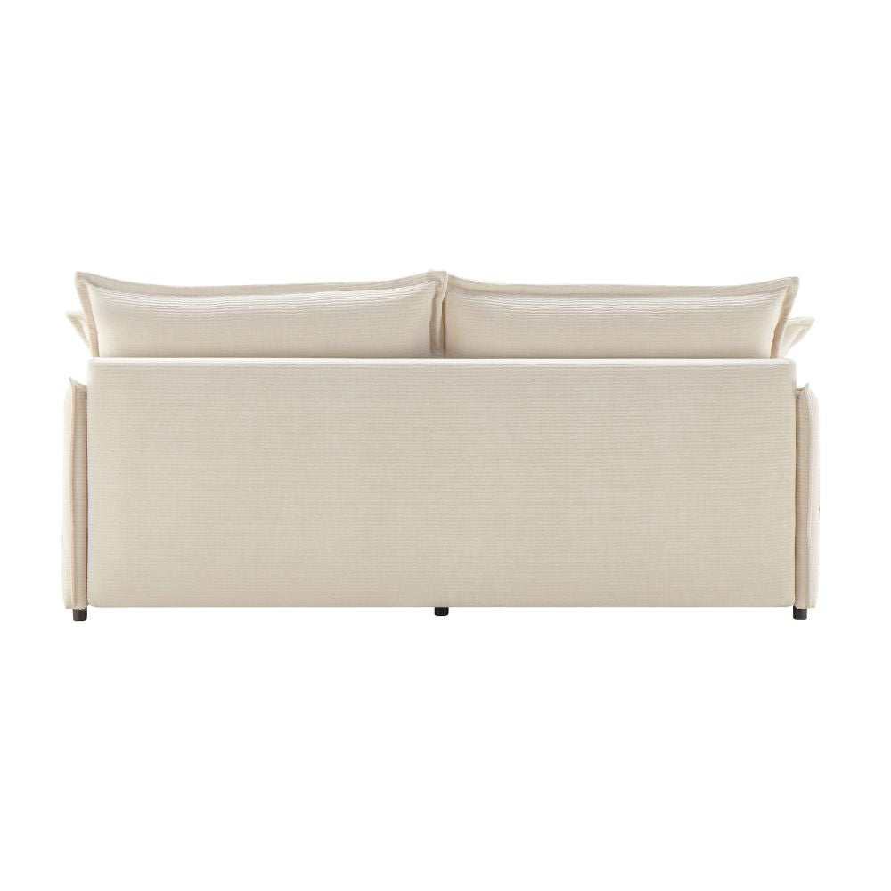 Divano letto con contenitore tessuto colore panna 217x95H cm - Gioia