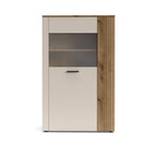 Vetrina con anta a listelli verticali cashmere e rovere evoque 90x42x146H Frezo06