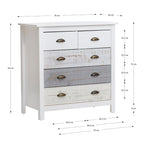 Comò in legno massiccio con 5 cassetti colore bianco grigio e crema 79x40x80H cm - Romantica