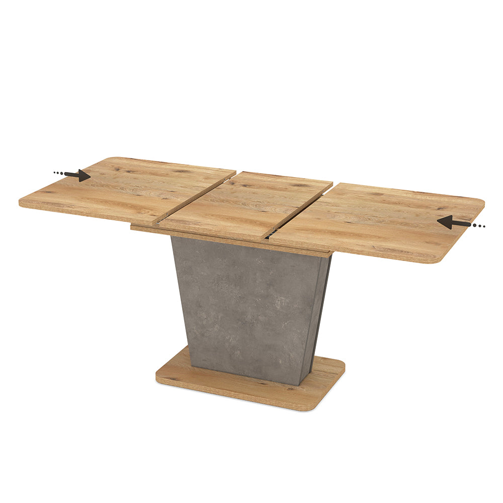 Tavolo allungabile con piano e base rovere e struttura portante finitura cemento 120x75x76H Lali