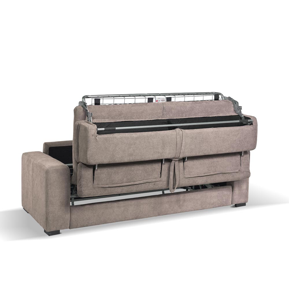 Canapé convertible 3 places avec têtières inclinables coloris taupe - Crien