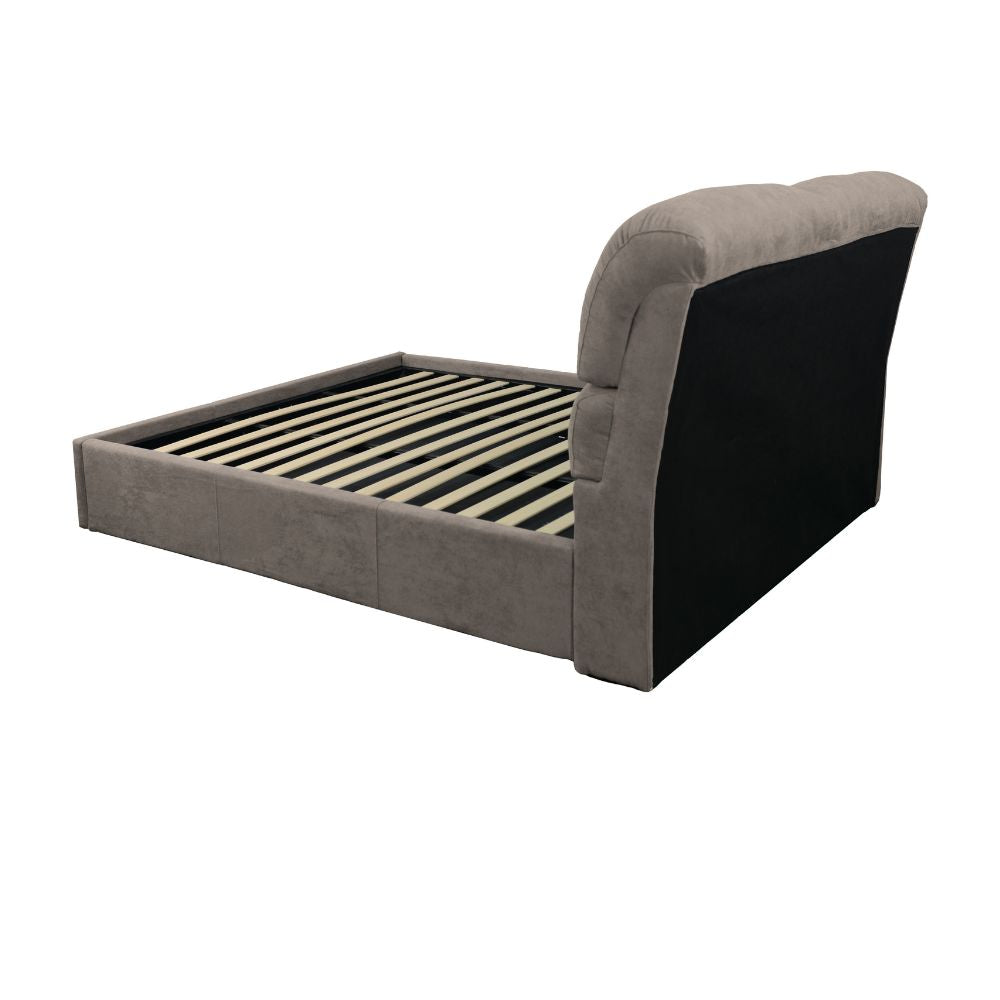 Lit coffre une place et demie en tissu coloris tourterelle 178x222x120H Sofaback