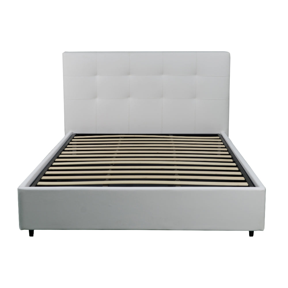 Einzelbett mit Bettkasten, weißes Kunstleder - Ascoli