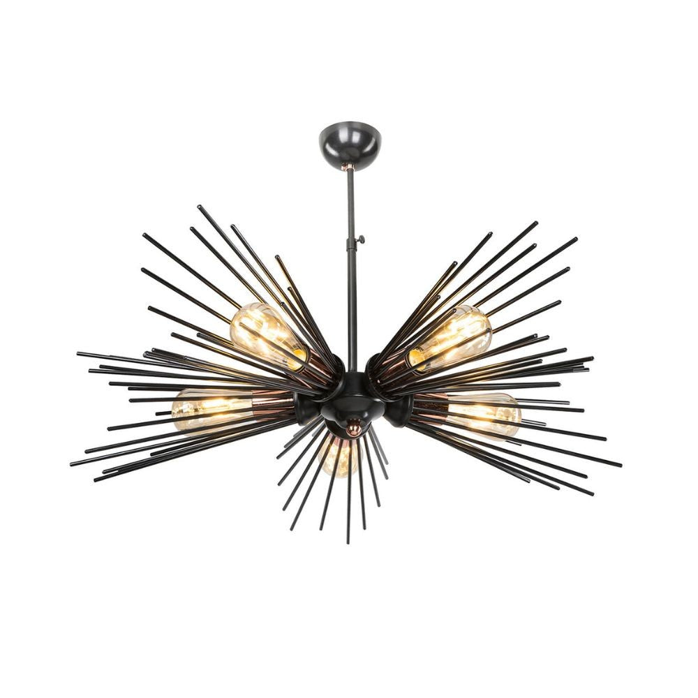 Lampada da soffitto 50H cm con cinque luci colore metallo nero - Salem