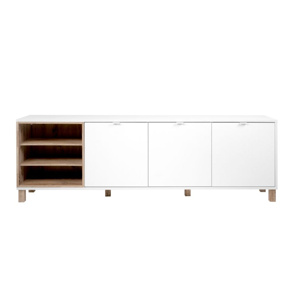 Madia 3 ante porta TV 200x35x64,5 colore bianco rovere Menorca57A