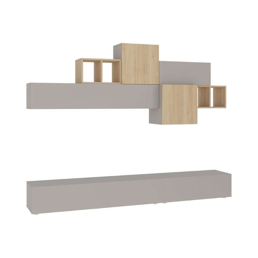 Parete attrezzata 260cm colore cashmere e rovere Tromen