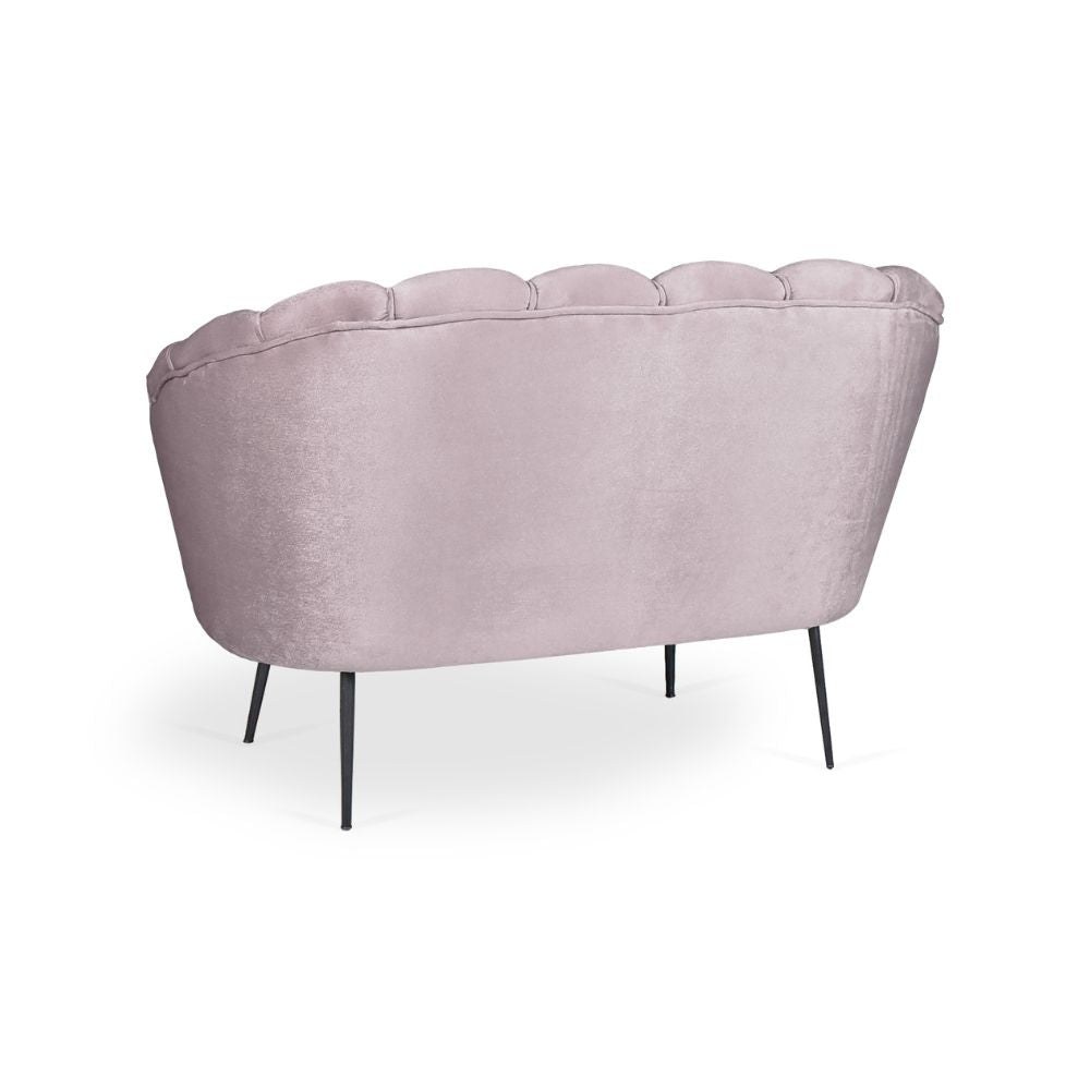 Muschelsofa Zweisitzer Samt Glyzinie goldene Beine 135x75H cm - Orel