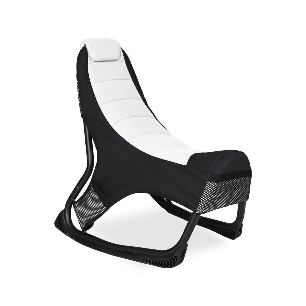 Sedia poltrona gaming in tessuto con base curva colore bianco e nero - Kordi