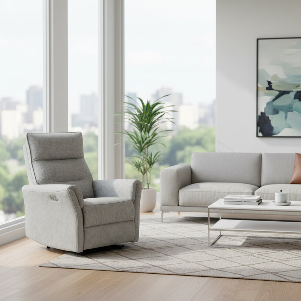 Poltrona relax recliner elettrico in tessuto grigio Softwave