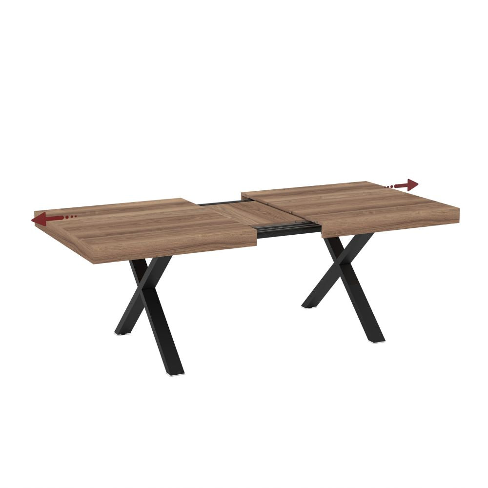 Ausziehtisch mit Eiche-MDF-Platte und schwarzen Beinen 180x100x76H England