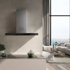 Cappa aspirante a parete Air Hub Stilo Glass Comfort 90 cm. classe A+ inox e vetro nero Faber