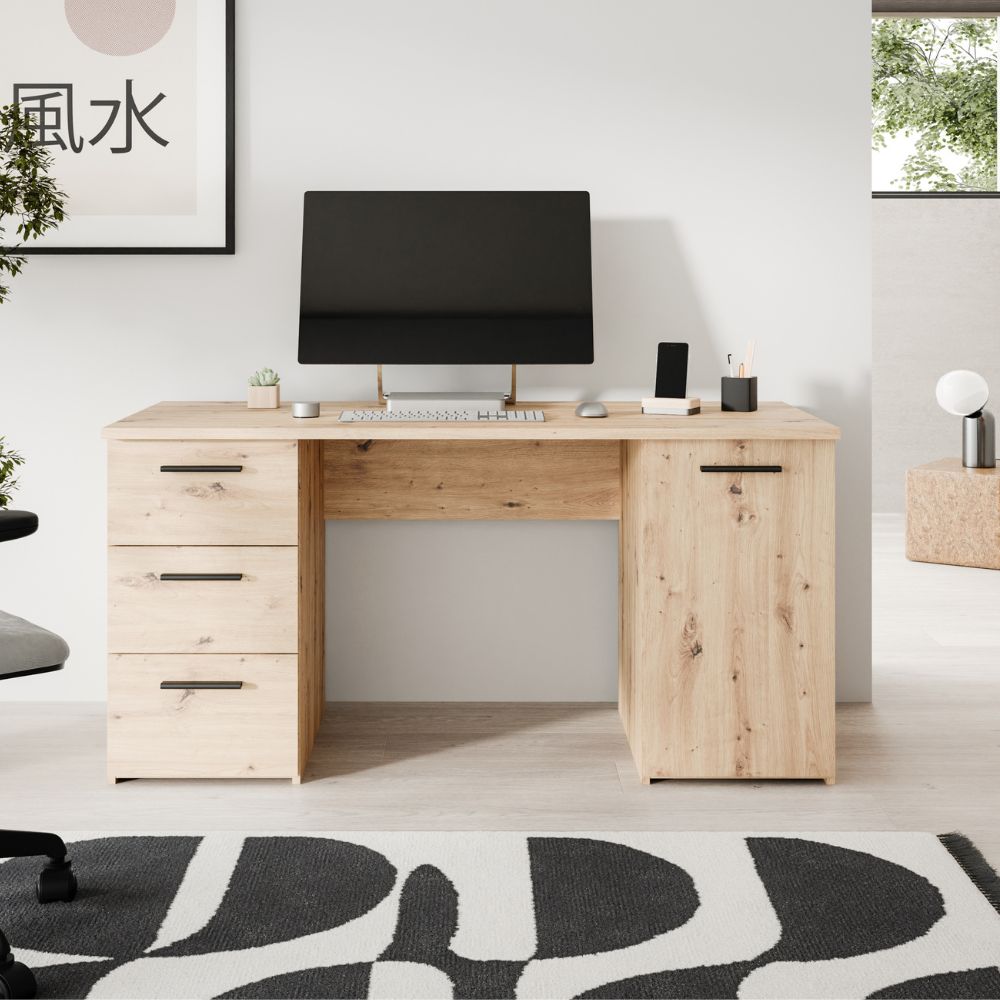 Scrivania con 3 cassetti e un’anta 138x60x75 colore rovere Domitilla