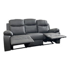 Canapé 3 places inclinable, revêtu en tissu éco-cuir coloris graphite - Chicago