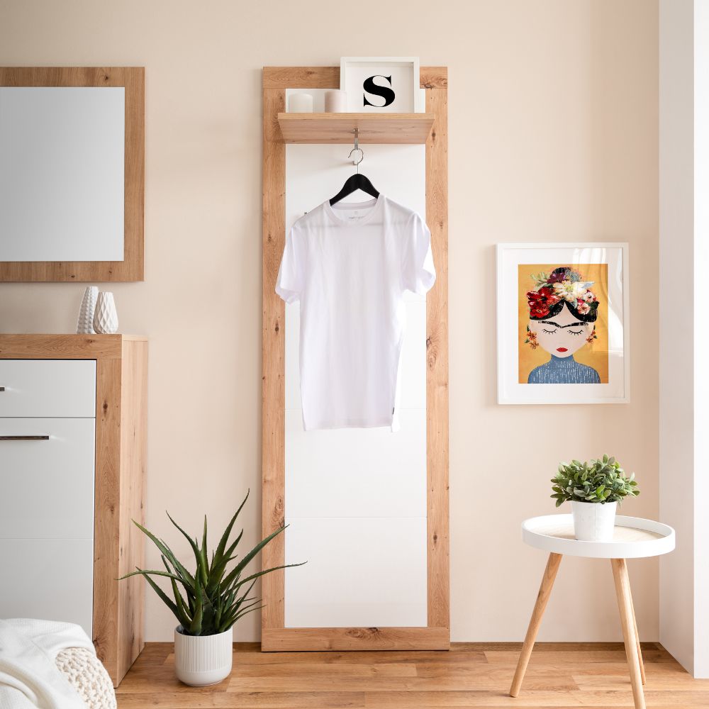 Pannello appendiabiti 60x190h cm da ingresso colore rovere e bianco - Wien 43