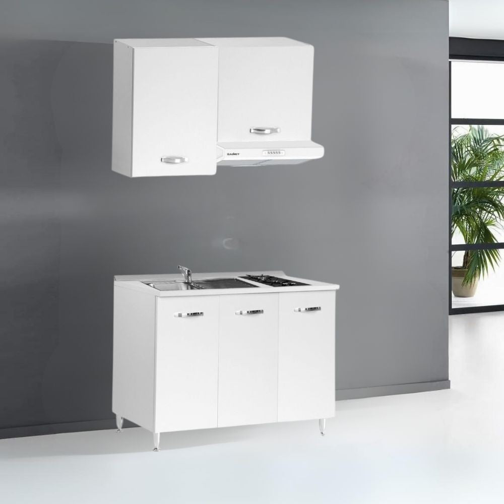 Cucina monoblocco completa colore bianco frassinato 120 cm - Sara