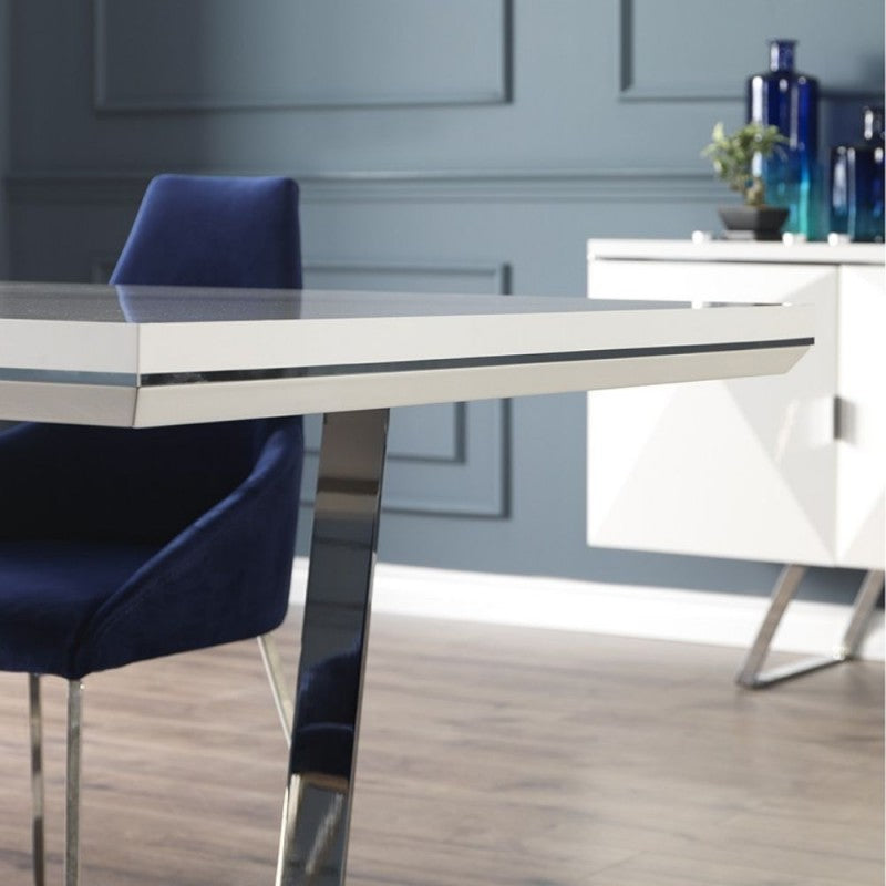 Tavolo moderno colore bianco laccato lucido 185x95 cm - Enzio