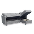 Divano letto con penisola contenitore reversibile tessuto grigio 200x134x80H Oasis