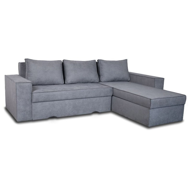 Divano con penisola contenitore reversibile colore grigio cenere - Olymp