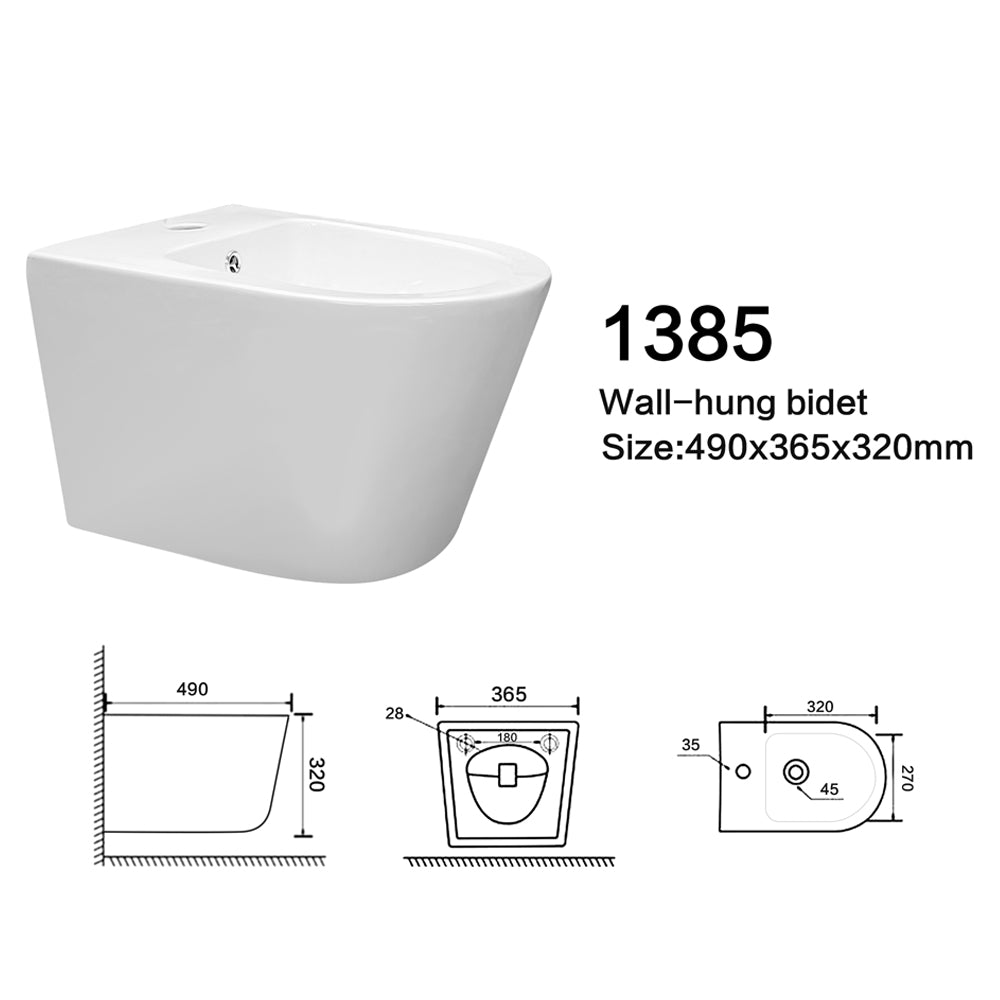 Bidet sospeso in ceramica bianco lucido YJ-1385