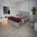 Lit une place et demie avec coffre de rangement en tissu gris clair - Ascoli