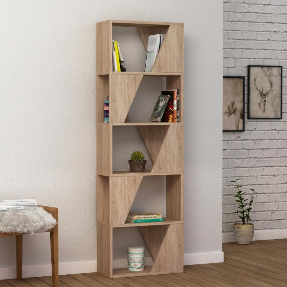 Étagère en bois 54x168h cm avec 5 étagères couleur chêne - Frame