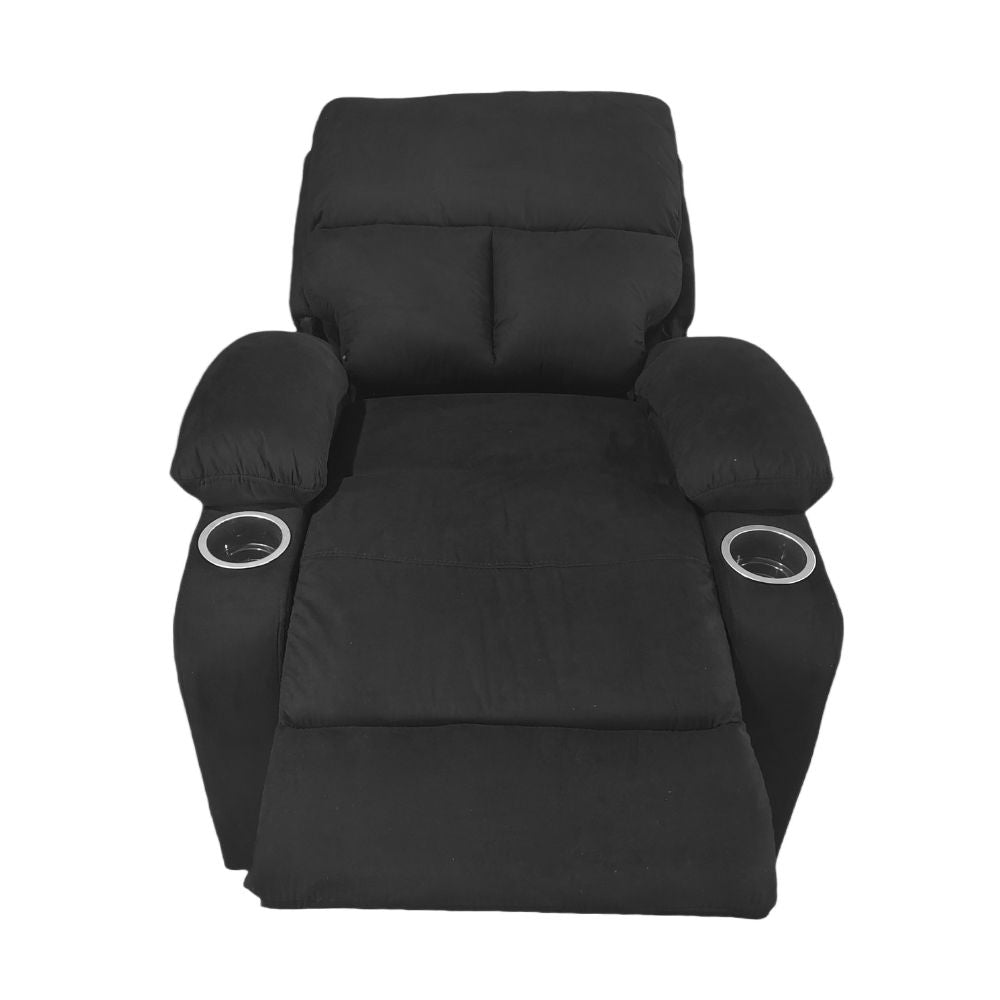 Poltrona recliner manuale colore nero con porta bicchieri Ninetta
