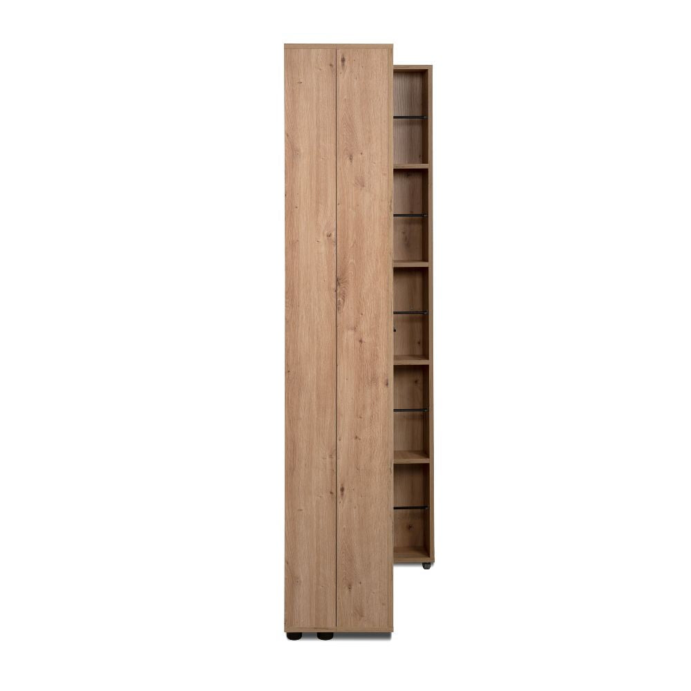 Schuhschrank mit 2 Türen und Fächern in Eichenoptik 74x181H cm - Magika