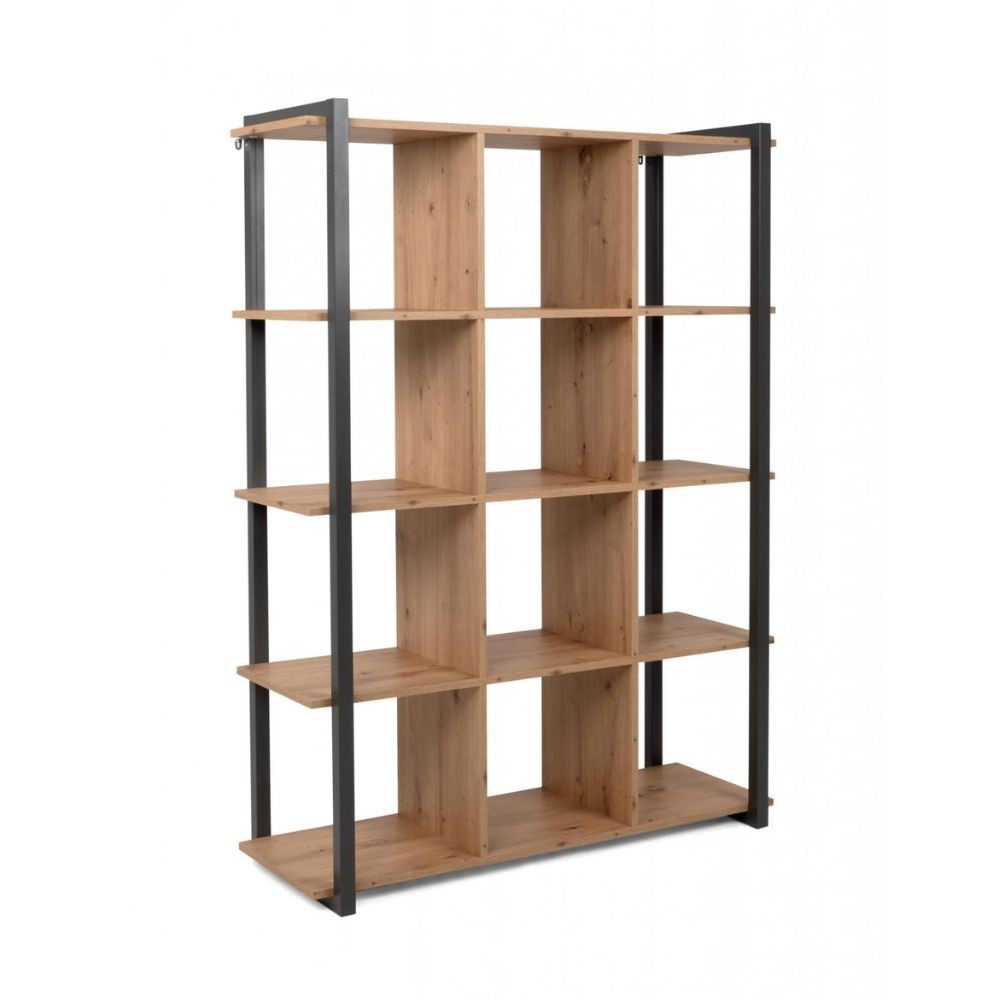 Libreria 107x145H cm a cubi colore rovere quercia con profili antracite - Denver 31