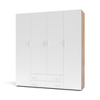 Armadio 4 ante e 2 cassetti 160x51,6x177h colore bianco e rovere Seba4